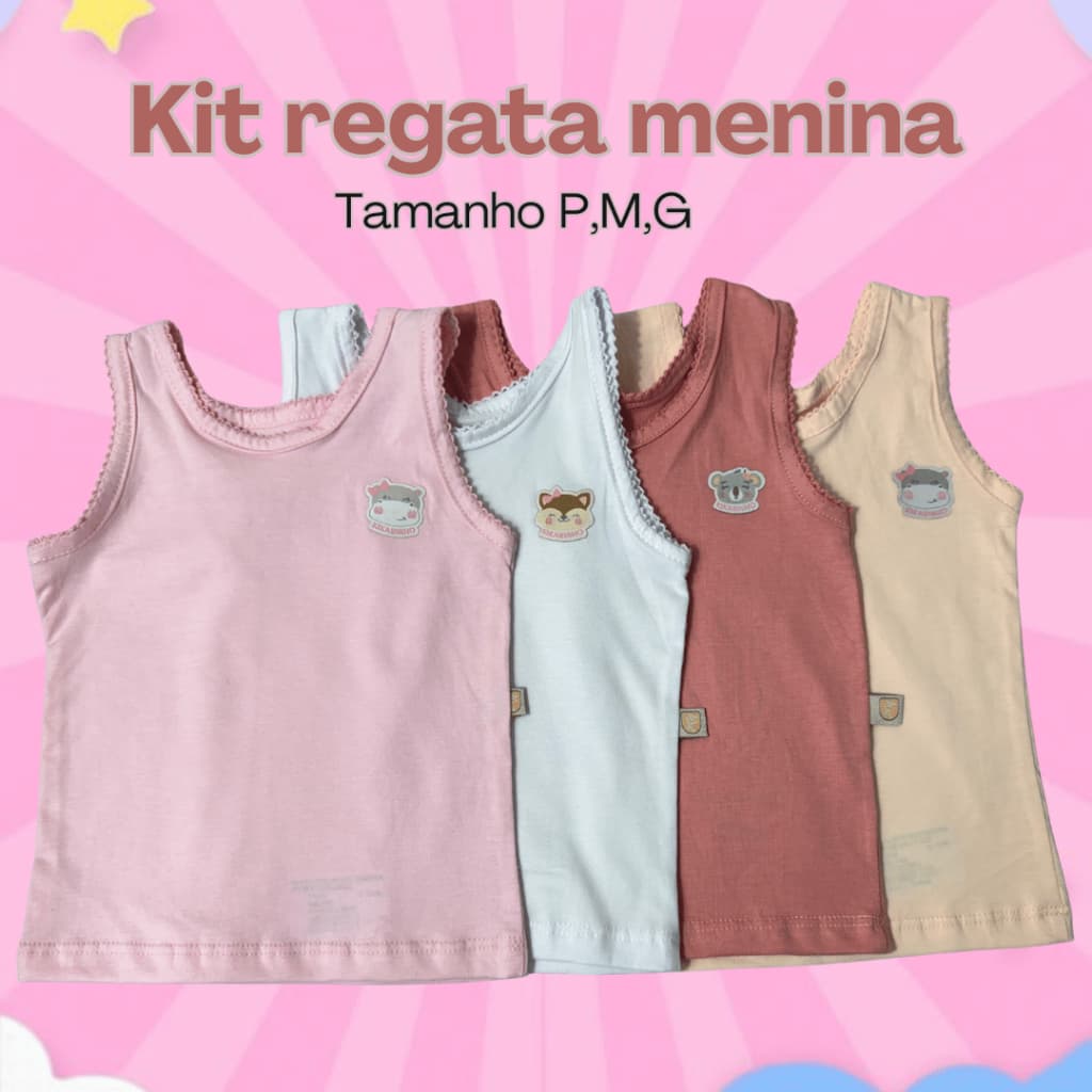 Kit 2 Camisetas Infantil Kikarinho Algodão 100% Conforto Para Crianças menina PMG