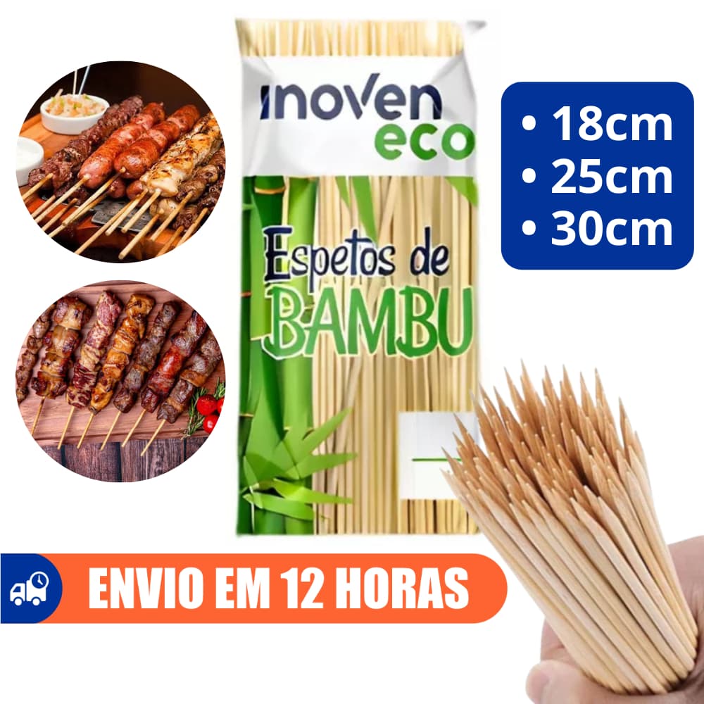 Espeto De Churrasco Bambu Espetinho 50un Inoven