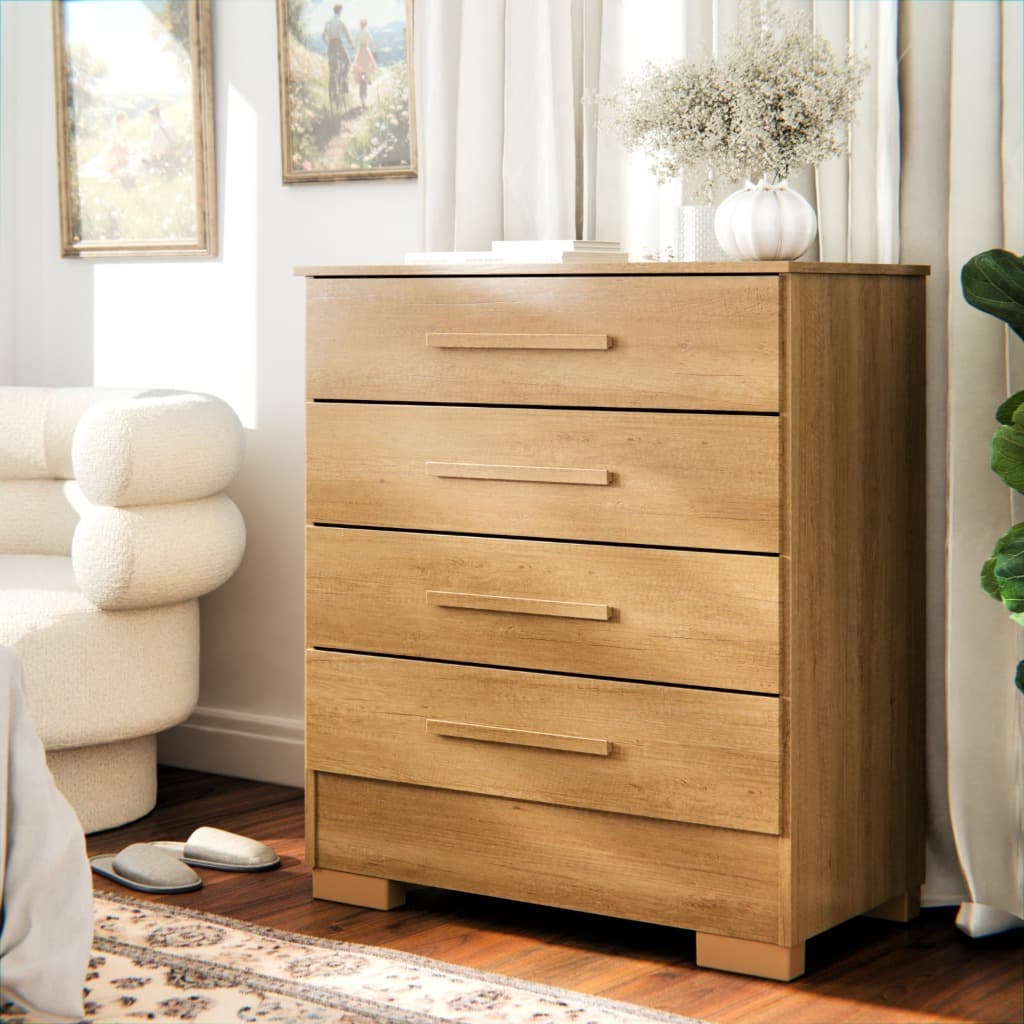 Cômoda Thor Em Madeira Com Quatro Gavetas Corrediças Nature Casa Lustre