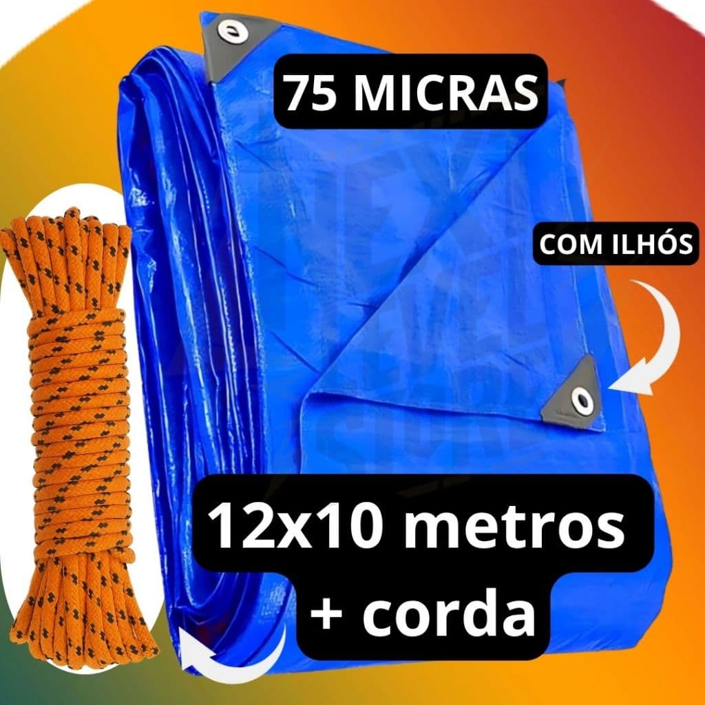 Lona 6x5 6x6 7x4 7x6 8x4 8x6 10x4 10x8 12x10 Reforçada Piscina Construção Impermeável + Corda 10m