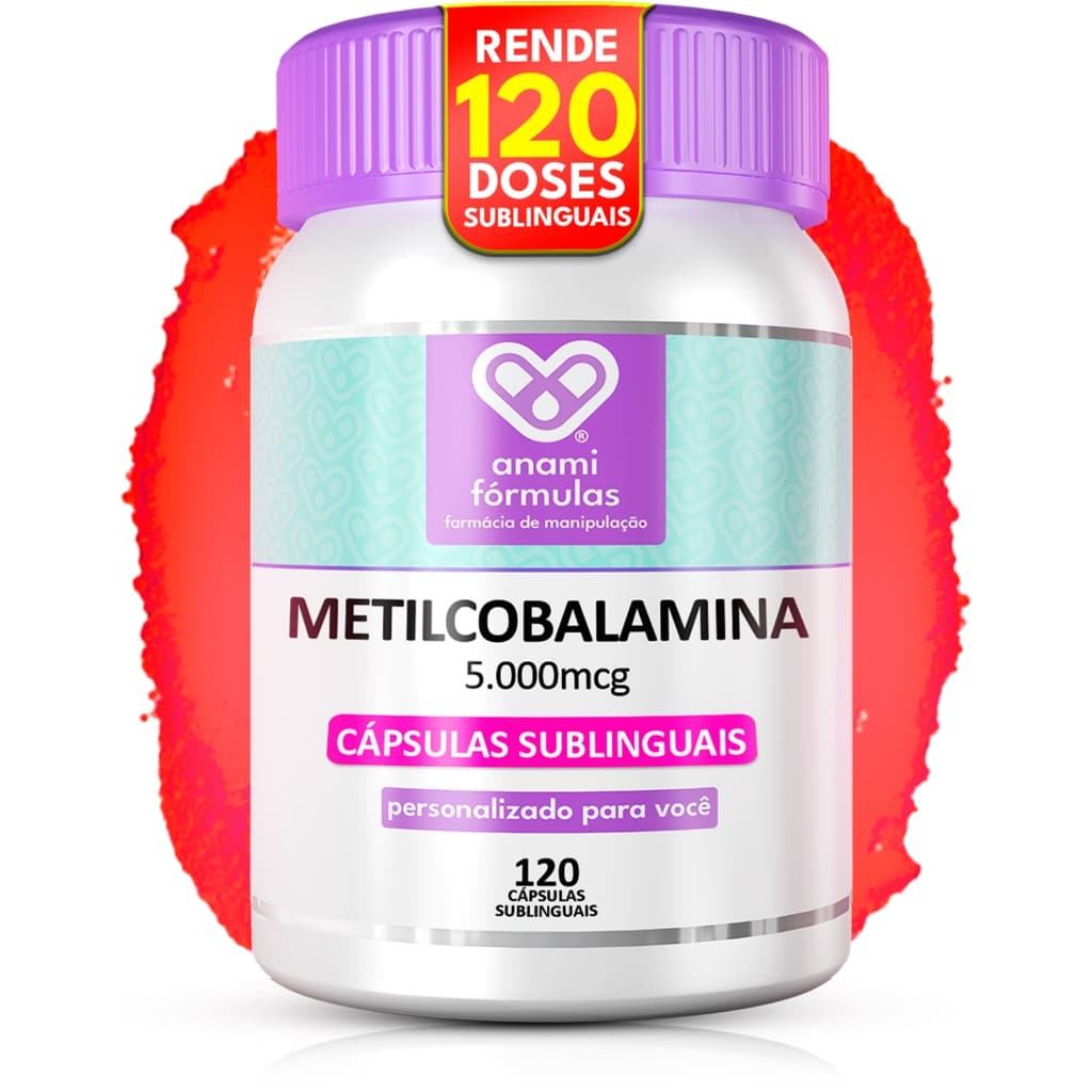 Metilcobalamina B12 Ativa 5000mcg 120 Cáps Sublingual | Energia, Memória, Sistema Nervoso e Alta Absorção