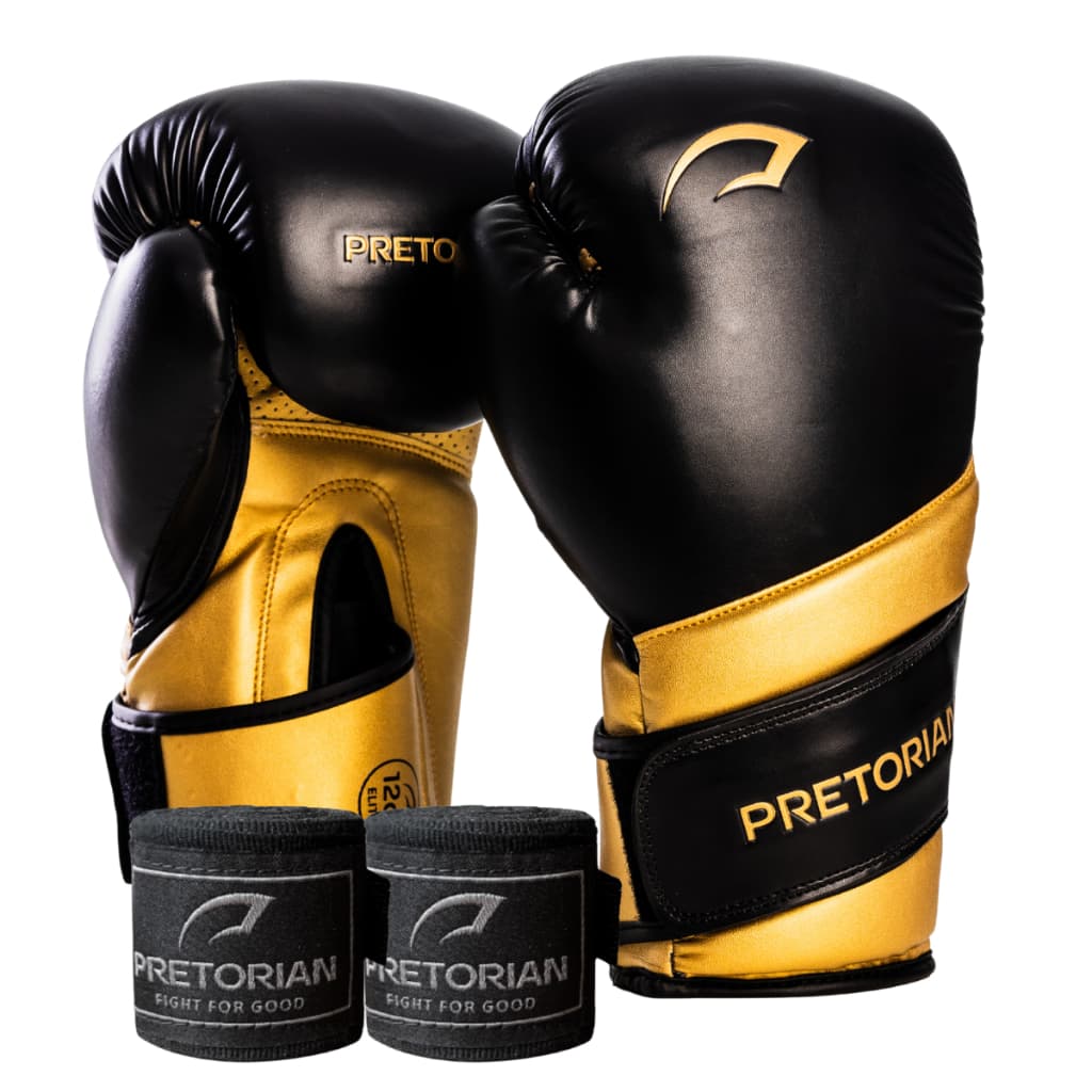 Kit Luva Boxe - MuayThai Elite Pretorian + Bandagem - Nível Intermediário ao Avançado - Velcro Duplo