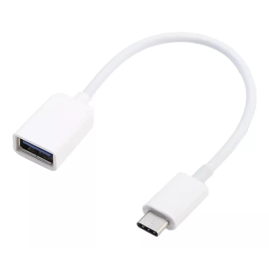 Cabo Adaptador OTG USB Fêmea Para Tipo C Branco - Celular Tablet
