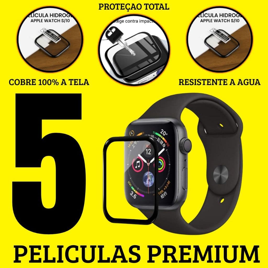 Pelicula HidroGel 3D Premium Tela 100% Protegida Até as Bordas Smartwatch Apple Watch do 38mm ao 49mm