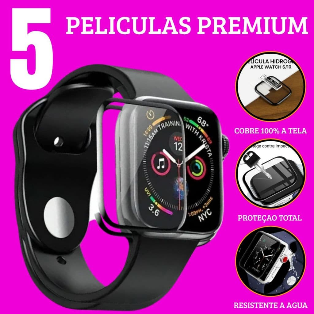 PROMOÇAO - Pelicula de Alta Qualidade HidroGel 3D Cobertura Completa Toda Tela 38MM ao 49MM Serie 6 7 8 9 10 Top