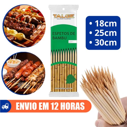 Espeto De Churrasco Bambu a Granel Espetinho 50un Talge