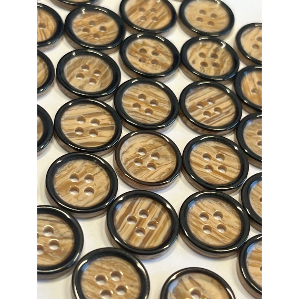 Botão 4 Furos Amadeirado Com Arco Preto - Escolha o tamanho e quantidade