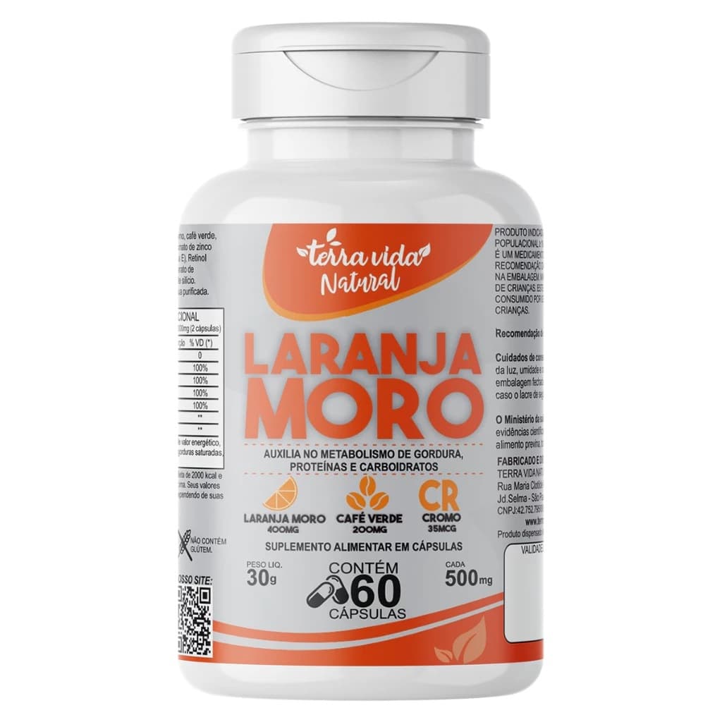 Laranja Moro + Café Verde + Cromo e vitaminas da terra vida natural