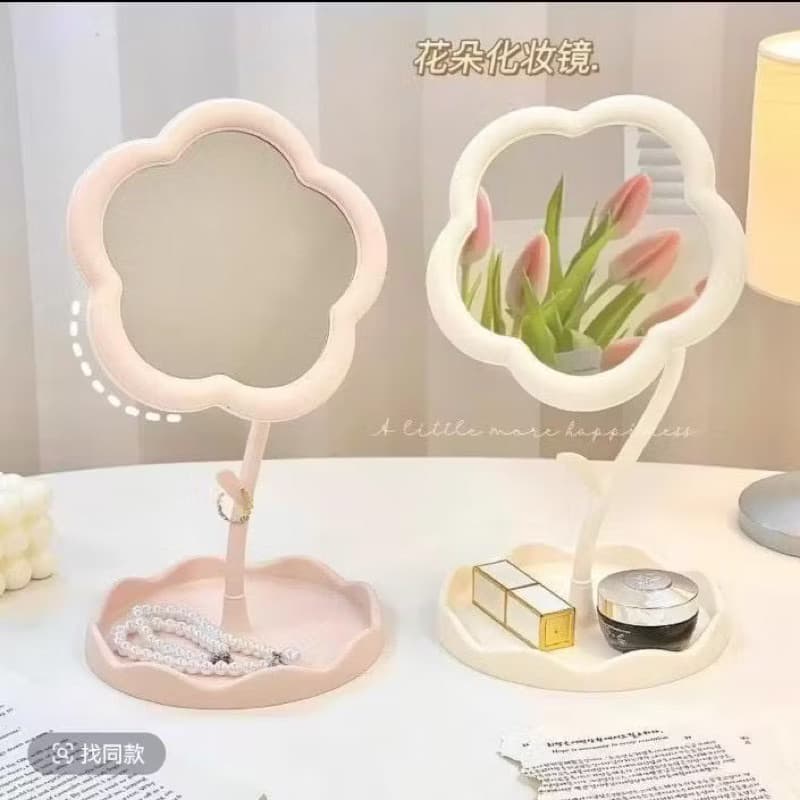 Espelho de Mesa em Formato de Flor Lembrança De Festa Ou Decorativo e Portátil | 15cmx8cm