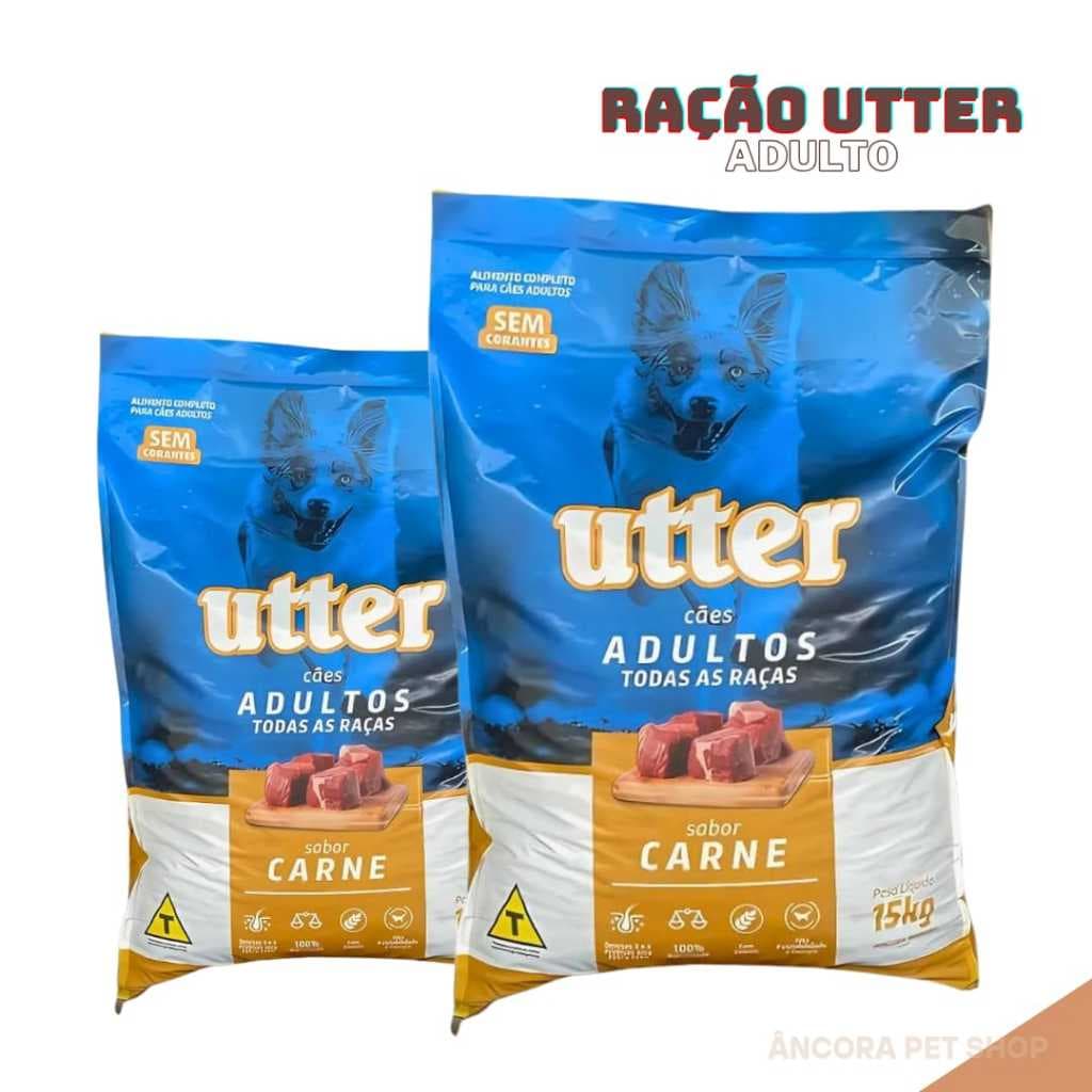 Ração Utter Cães Adultos Sabor Carne e Alta Qualidade Palatável