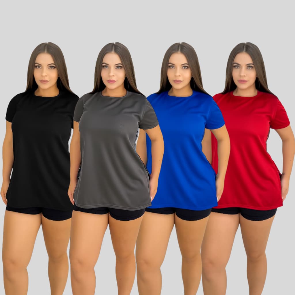Kit 4 Blusas Academia Feminina Tapa Bumbum Treino Fitness Corrida