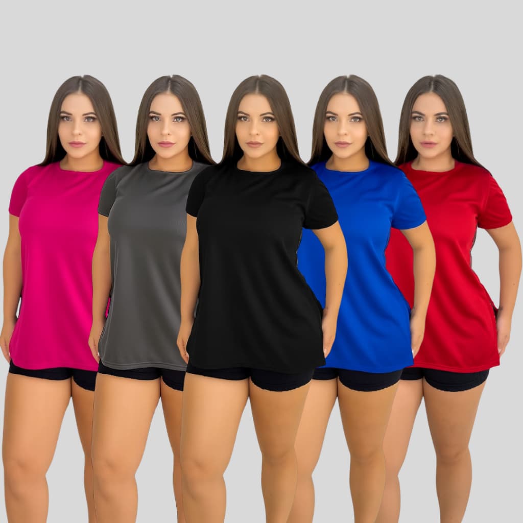 Kit 5 Blusas Academia Feminina Tapa Bumbum Treino Fitness Corrida