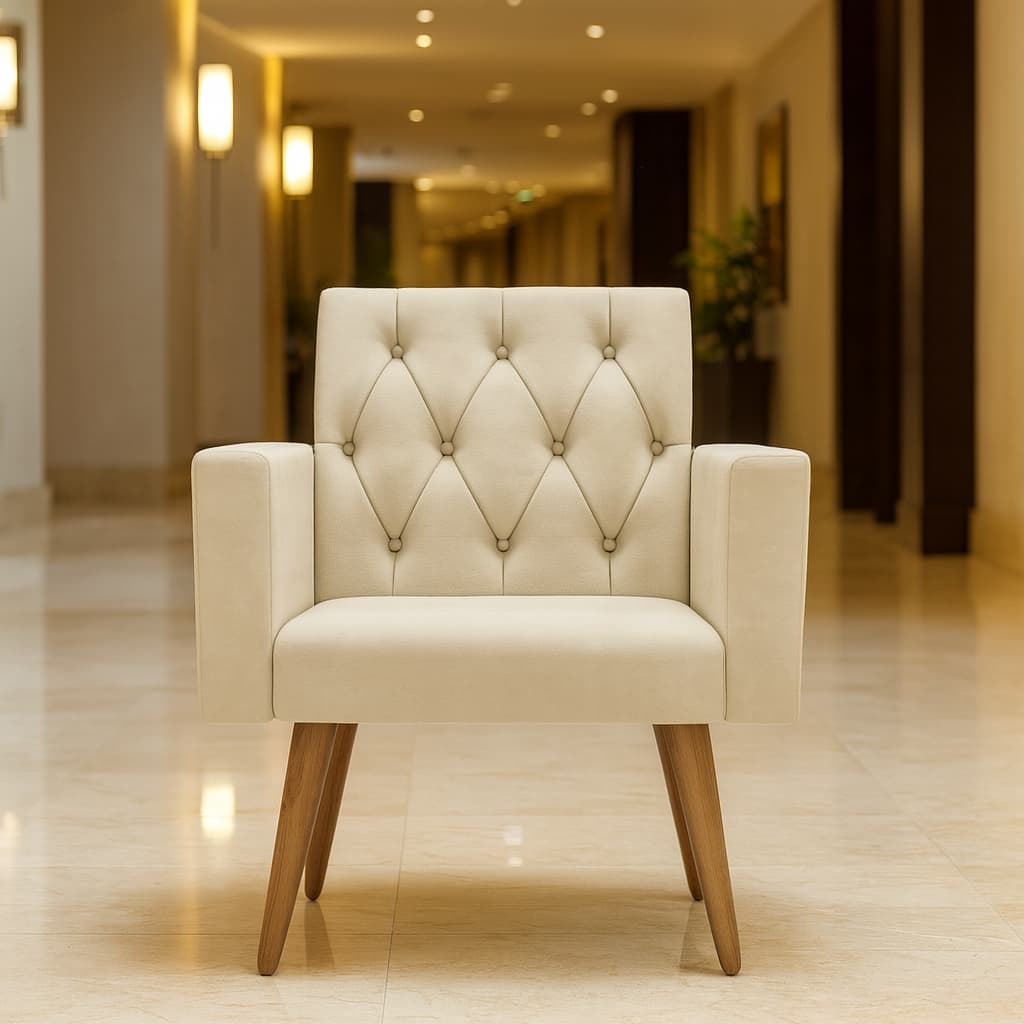 Poltrona Decorativa Capitone Thais Para Sala Recepção e Consultório