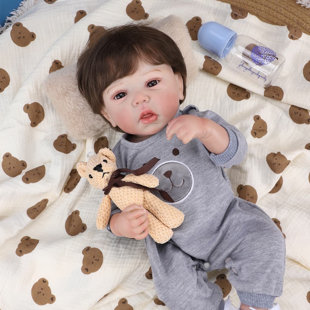 Bebê Reborn Boneca Silicone 48cm Menino Estilo De Transplante Capilar