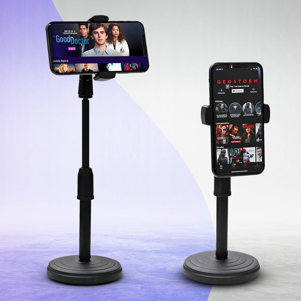 Suporte De Mesa Para Celular Casa Escritório Articulável 360° Tripé Mini Pedestal Android Iphone