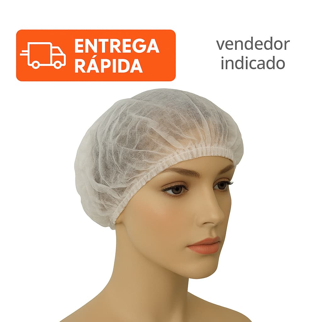Touca Descartável Sanfonada TNT Branca 100 Unidades Hospital Clínica Cozinha Estética