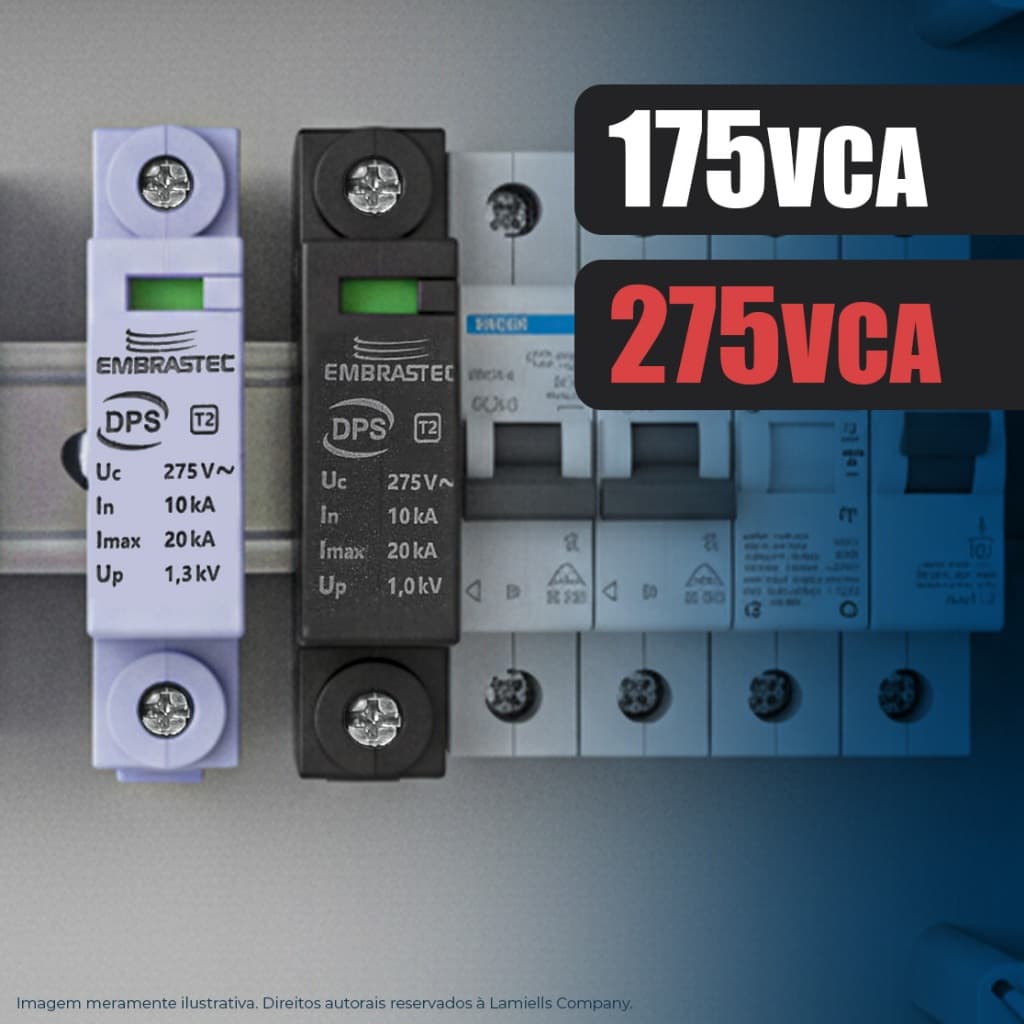 Protetor Módulo de Surto Elétrico DPS Anti Raio 20kA 175V 275V Embrastec Black Azul