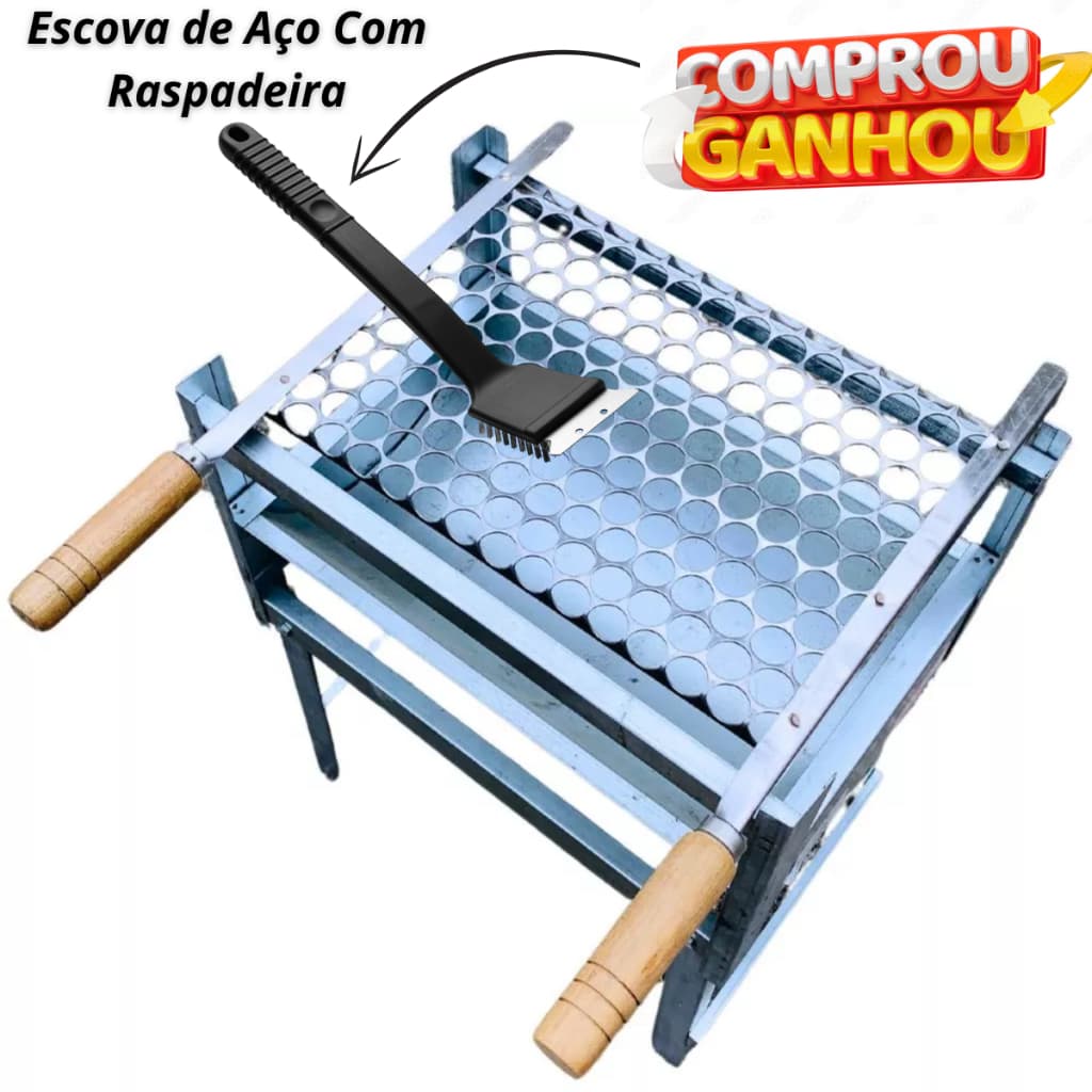Churrasqueira Pequena Portátil Inox Galvanizada Dobrável Pequena Camping Pesca