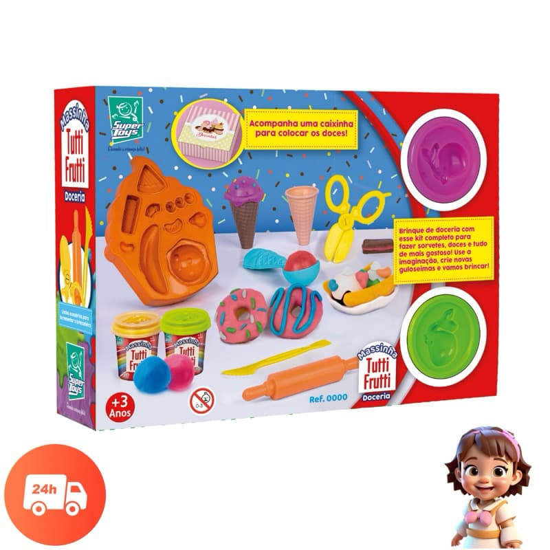 Massinha de Modelar Infantil Doceria Com Cheiro de Tutti-Frutti + Acessórios - Super Toys