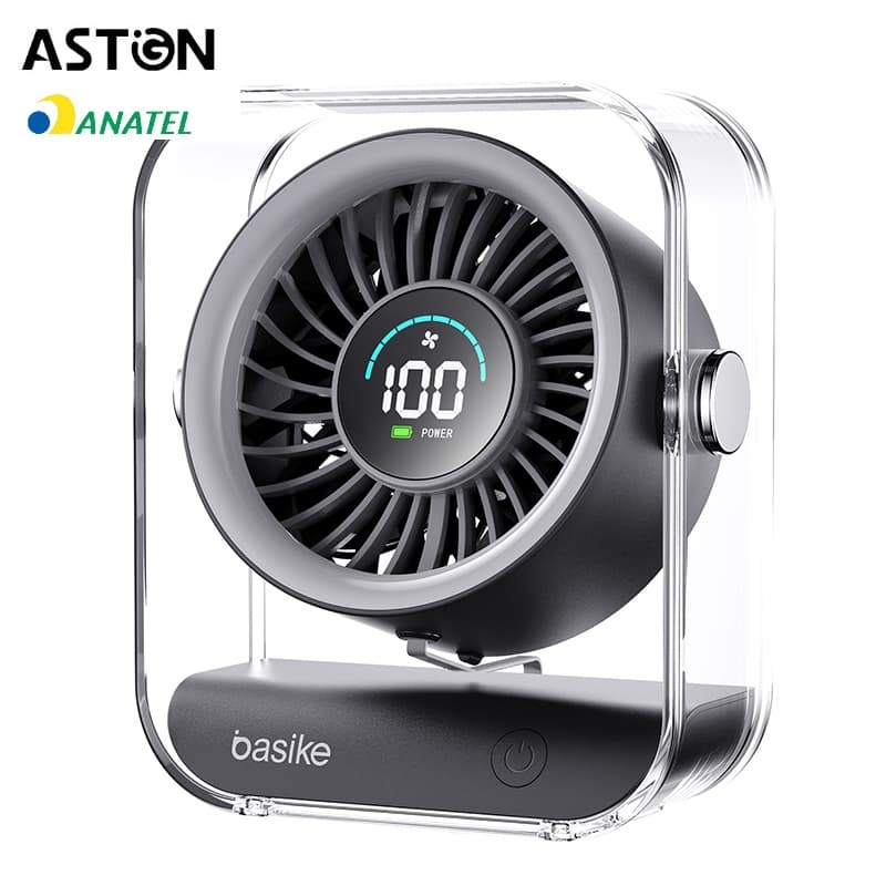 Astgn X Basike Ventilador de Mesa Portátil, Silencioso e Potente com Display Digital