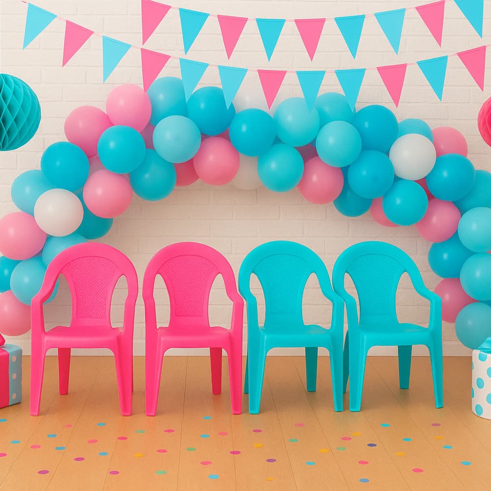 Kit 2 Cadeira Infantil Plástico Empilhável Poltrona Criança Menino Menina Rosa Azul