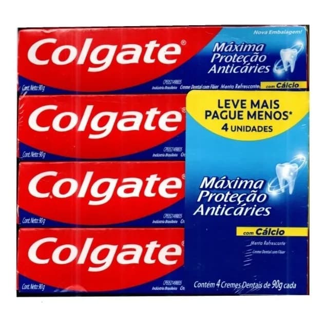 Kit 4 Creme Dental Colgate Máxima Proteção Anticáries 90g