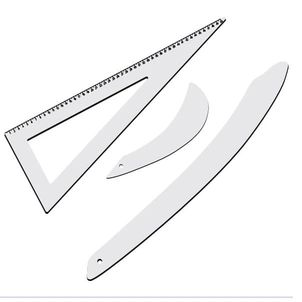 Kit Conjunto Réguas Para Costura Modelagem Acrilico Com 3 Peças