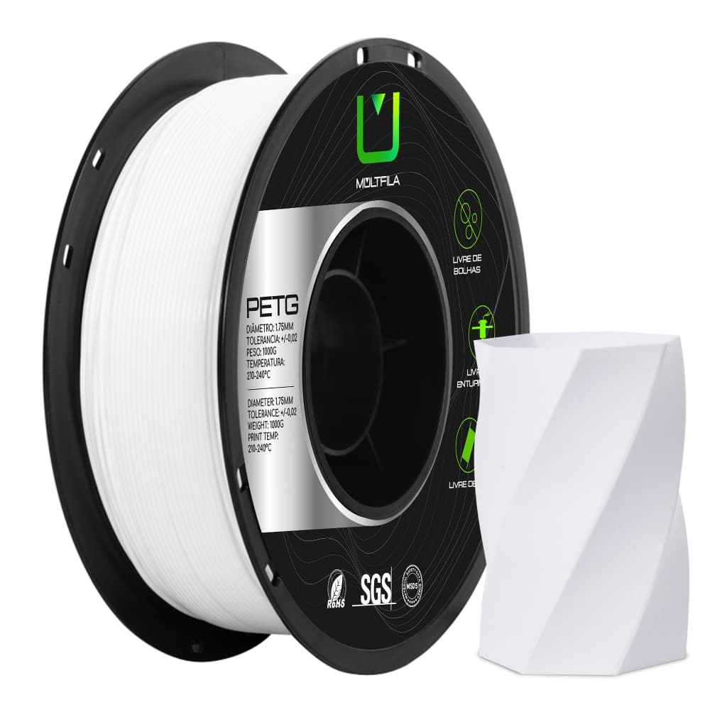 Filamento PETG Impressora 3D Branco 1kg - 1,75mm Multfila