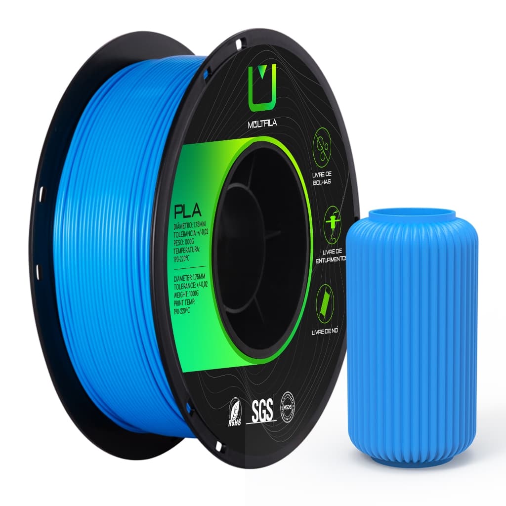 Filamento PLA Azul Impressão 3D 1kg Multfila