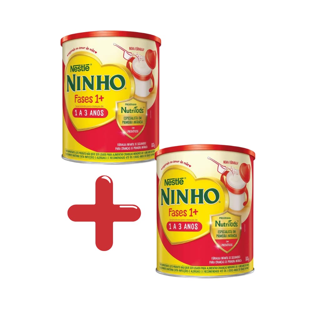 Pack com 02 Unidades - Ninho Primeira Infância Ninho Fases 1+ 800g – Crianças 1 a 3 Anos