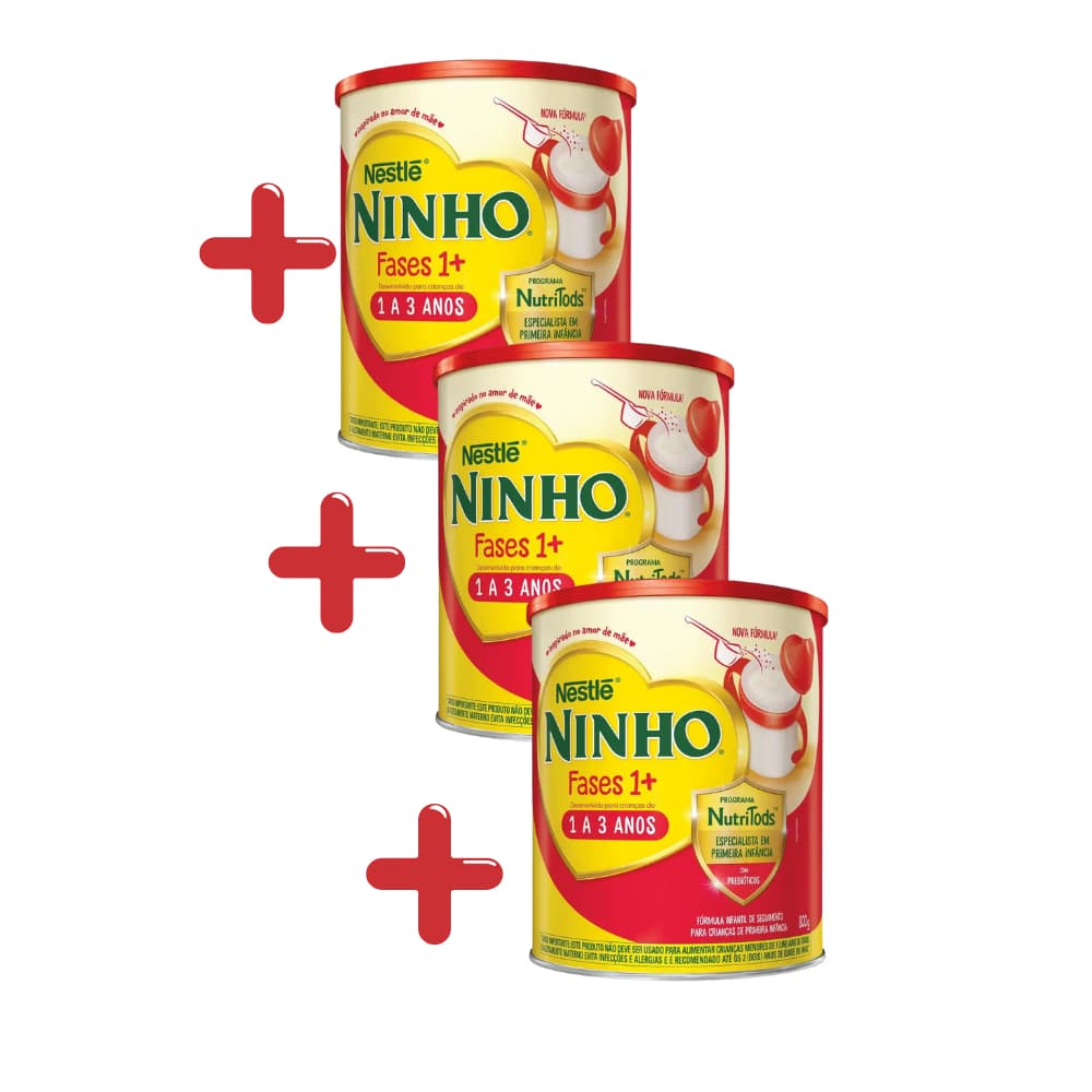 Pack com 03 Unidades - Ninho Primeira Infância Ninho Fases 1+ 800g – Crianças 1 a 3 Anos