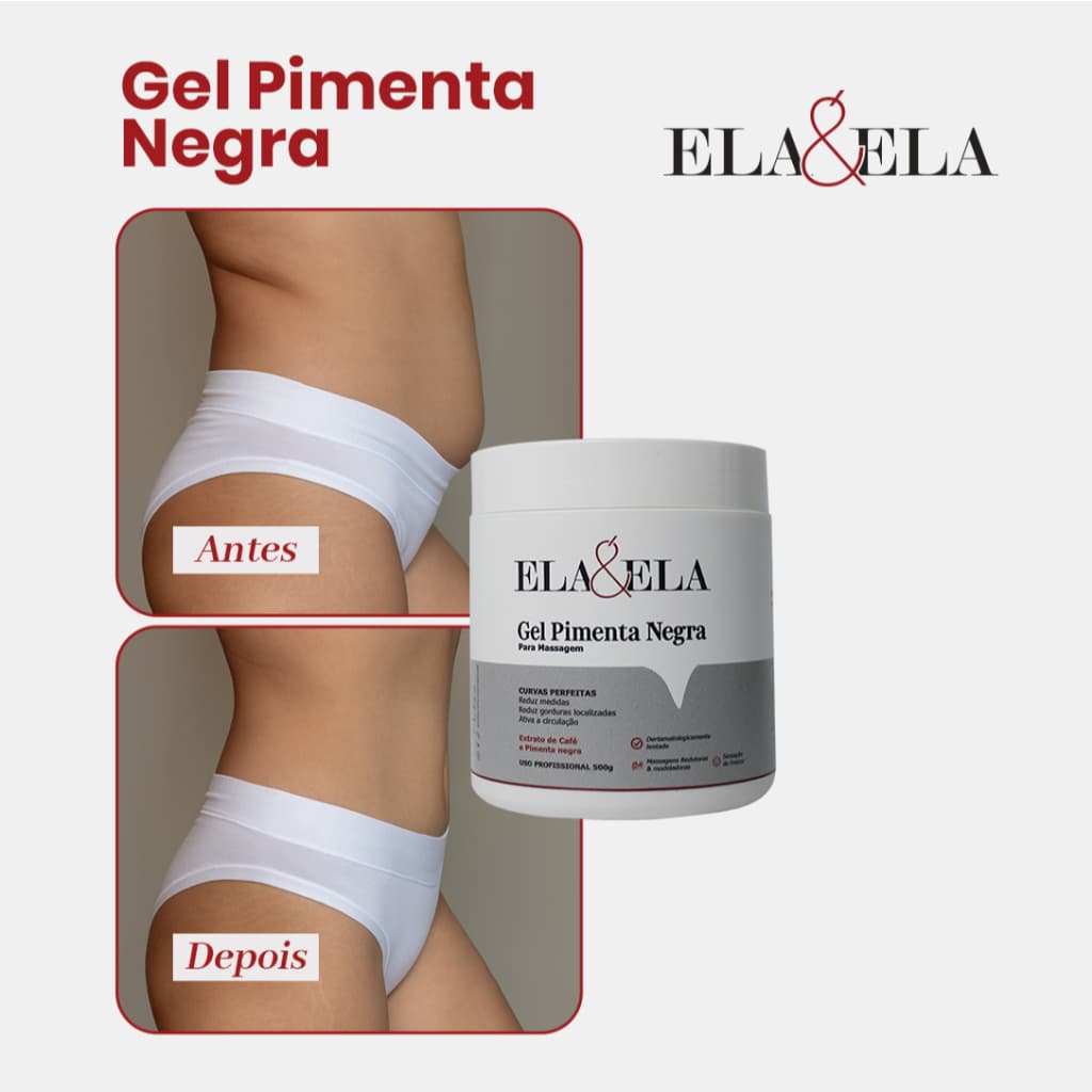 Gel de Massagem Redutor Medidas 500g Ela&Ela | Redutor de Medidas Gorduras Localizadas