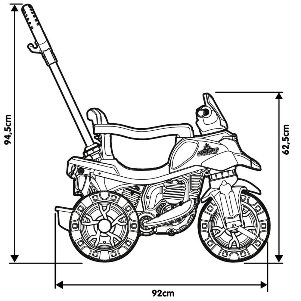 Triciclo Infantil Moto com Pedal e Haste com Buzina
