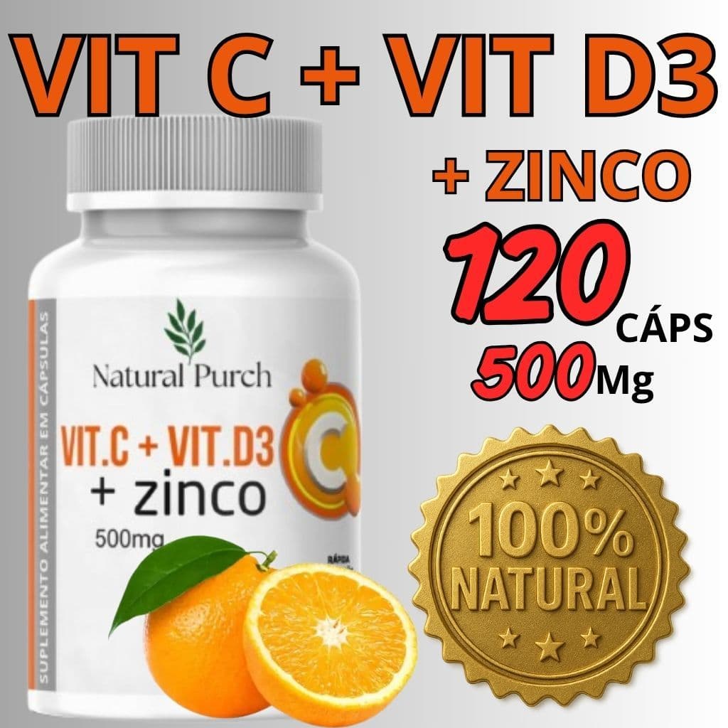 Zinco + Vitamia C + VIT D3 120 cápsulas com 500mg