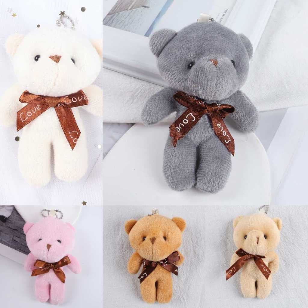 KIT Chaveiro e Brinquedo 10-12CM com Pingente Ursinho Urso de Pelúcia de Love