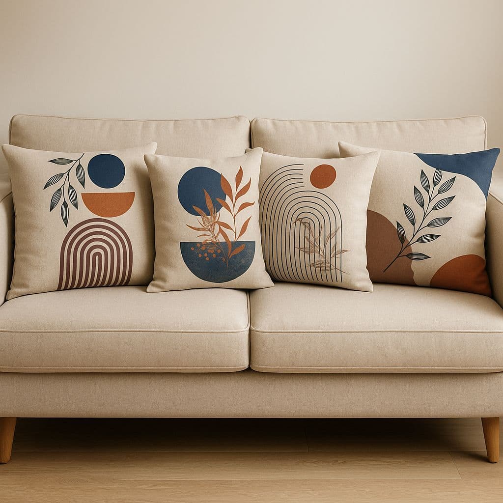 Kit Capas de Almofadas Boho Produzidas em Linho Alta Qualidade Para Decoração 4 Unidades 43X43 CM