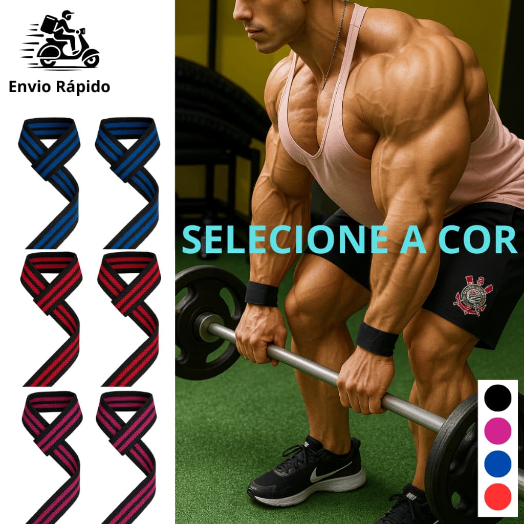 Kit 2 Pares Straps Fitness Profissional Musculação Crossfit