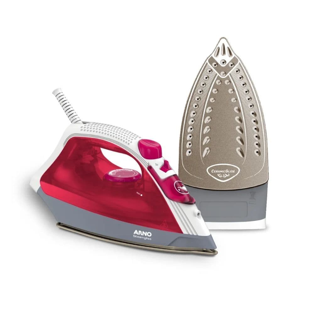 Ferro De Passar Roupas a Vapor Arno Steamgliss Base Cerâmica,Ponta de Precisão,5 Temperaturas, 1200W