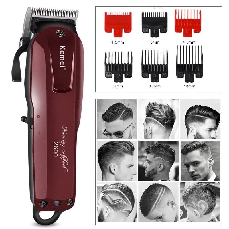 Máquina Kemei Km-2600-G-9W ou KM-2600-P-5W Máquina Cortar Cabelo Elétrico Potente Sem Fio 2200mah