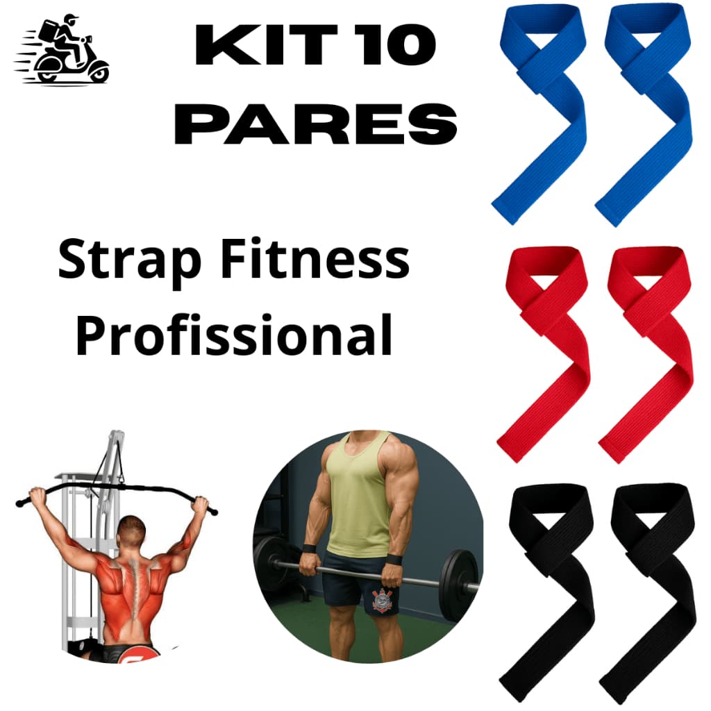 Strap Fitness Tala Fita Profissional Treino Academia Crossfit 100% Algodão Kit 10 Pares