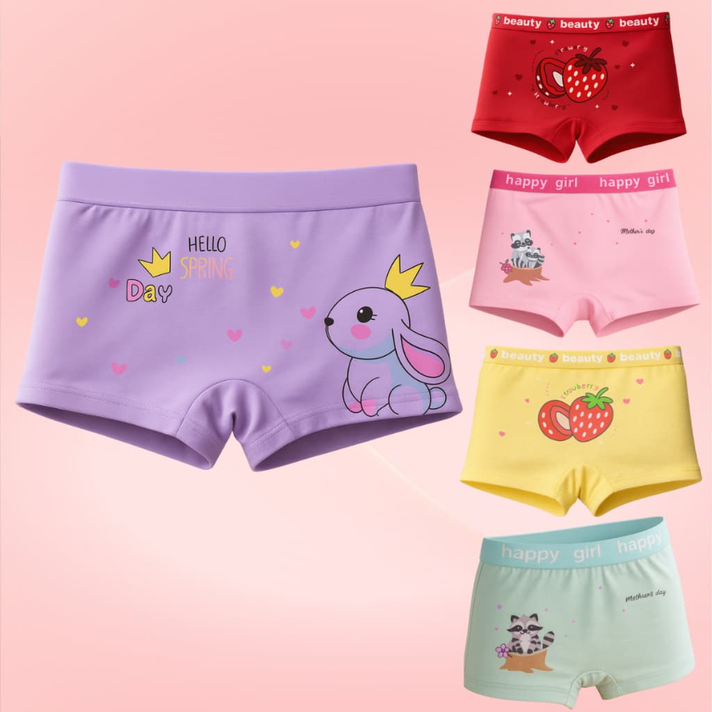 Kit com 5/10 Calcinha Importada box Shortinho Infantil menina Estampada Tam 02 a 10 Anos