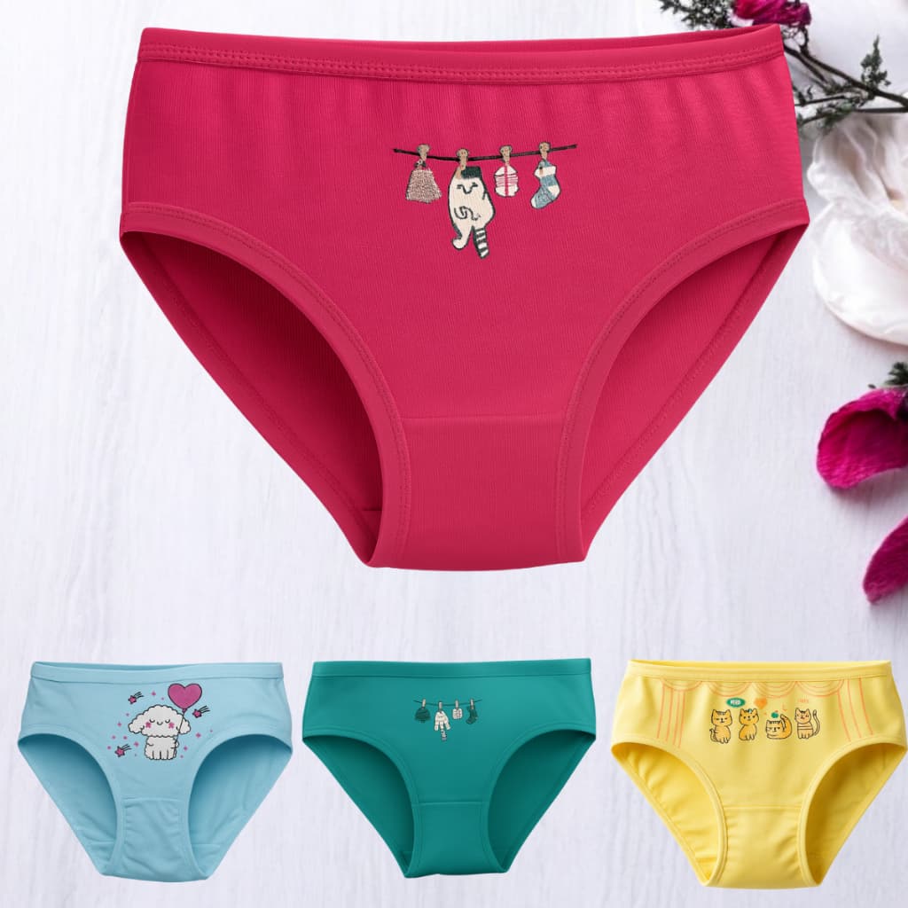 Kit com 5/10 Calcinhas Infantil Importada Menina Criança Estampada Tam 02 a 10 Anos 100% Algodão Importado