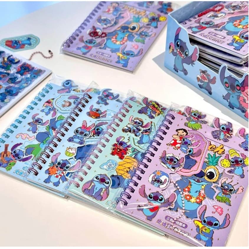 Caderno de Adesivos Stitch - Papelaria Fofa - 400 adesivos decorativos