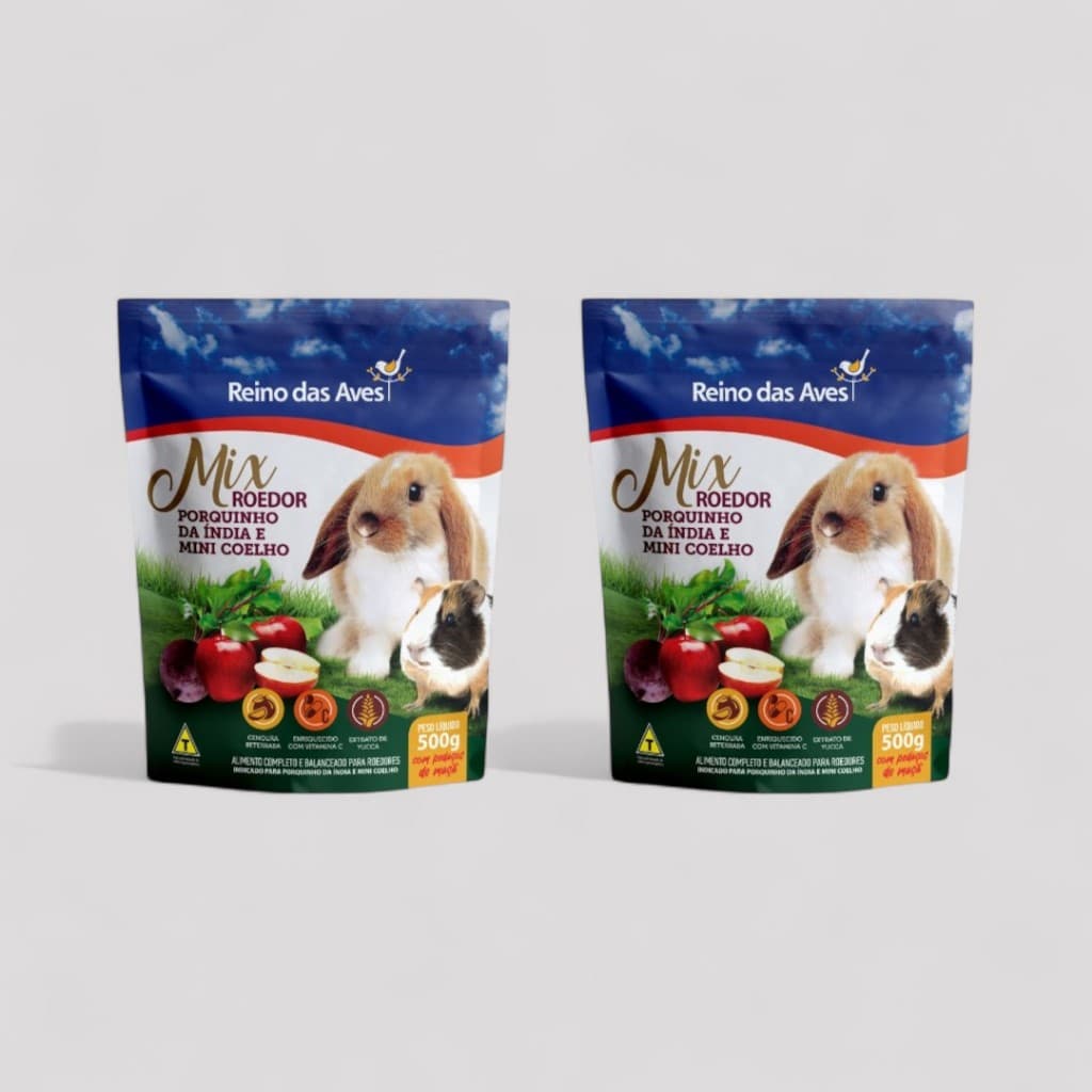 KIT 2 PORQUINHO DA INDIA E MINI COELHO 500G