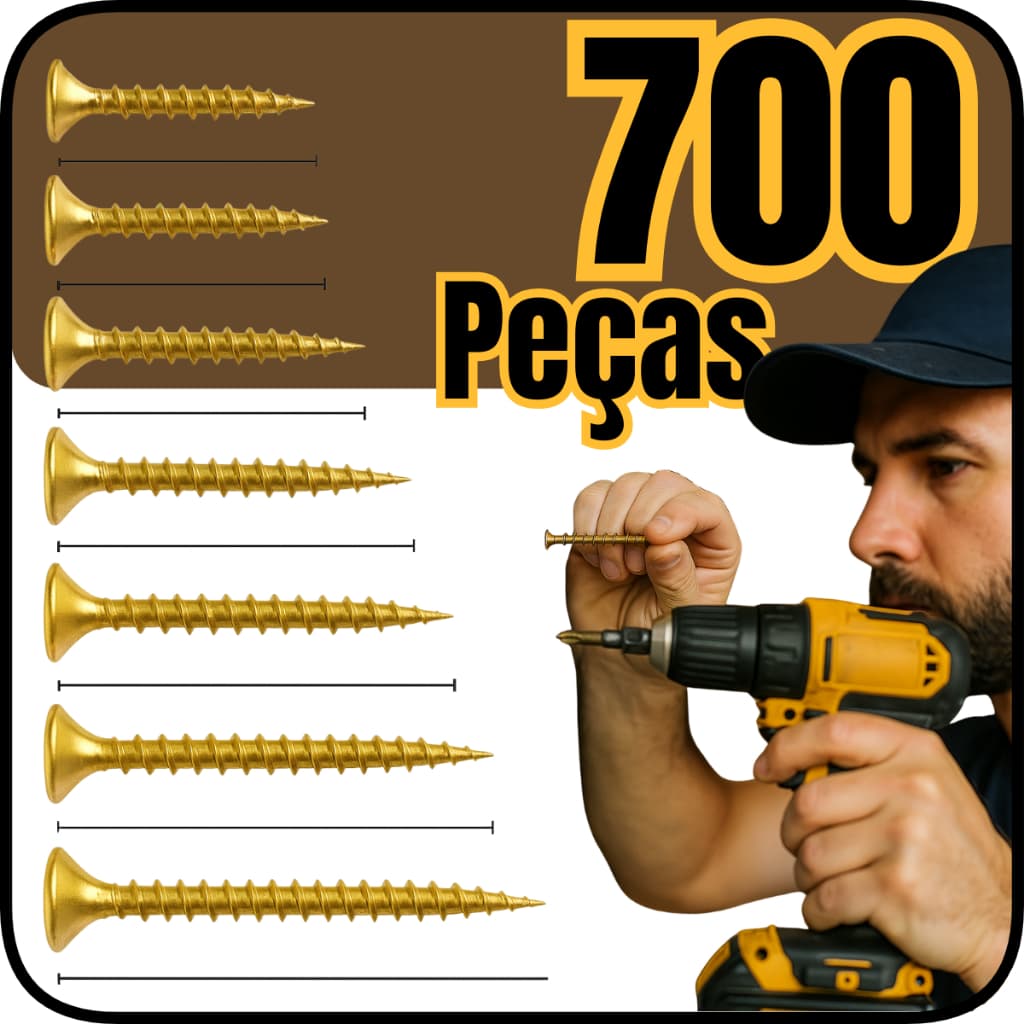 Kit Completo Parafuso Philips Chipboard Espessura 3mm Todas Medidas Para Madeira 700 Peças