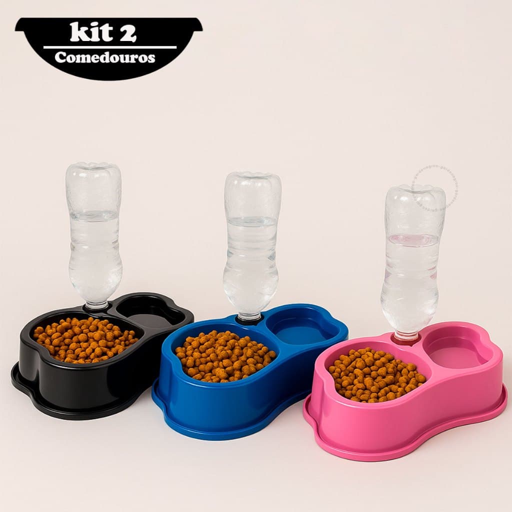 1 ou 2 Unidades Comedouro Bebedouro Duplo Anti Formiga Suporte Garrafa Pet Automático Cachorro Gato