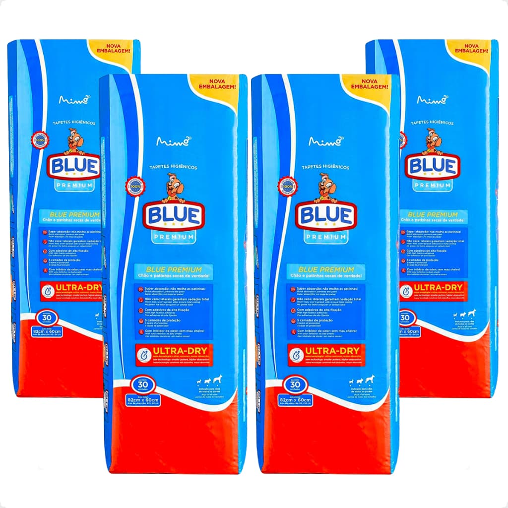 Kits de Tapete Higiênico Blue Premium 82x60 cm - 30 Unidades