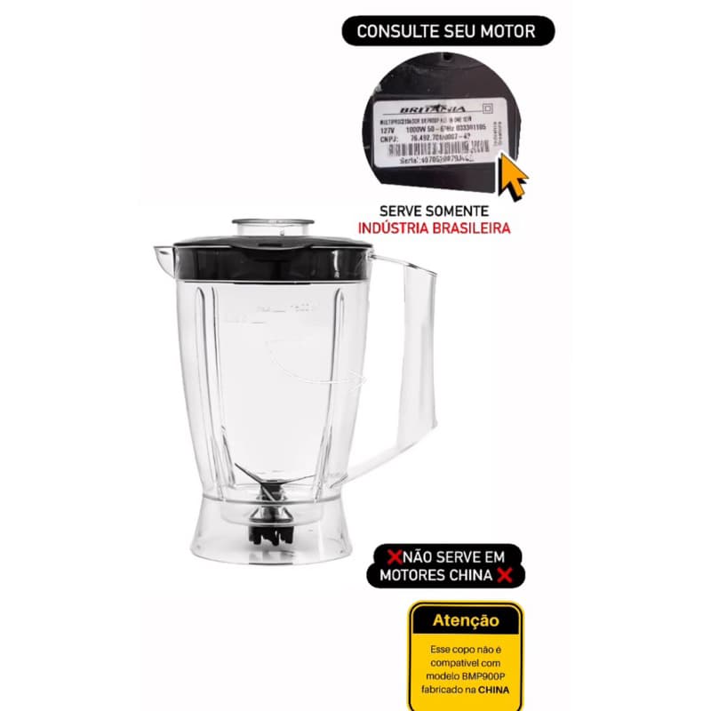 Copo De Liquidificador Serve para Britania All In One Bmp900p Brasil
