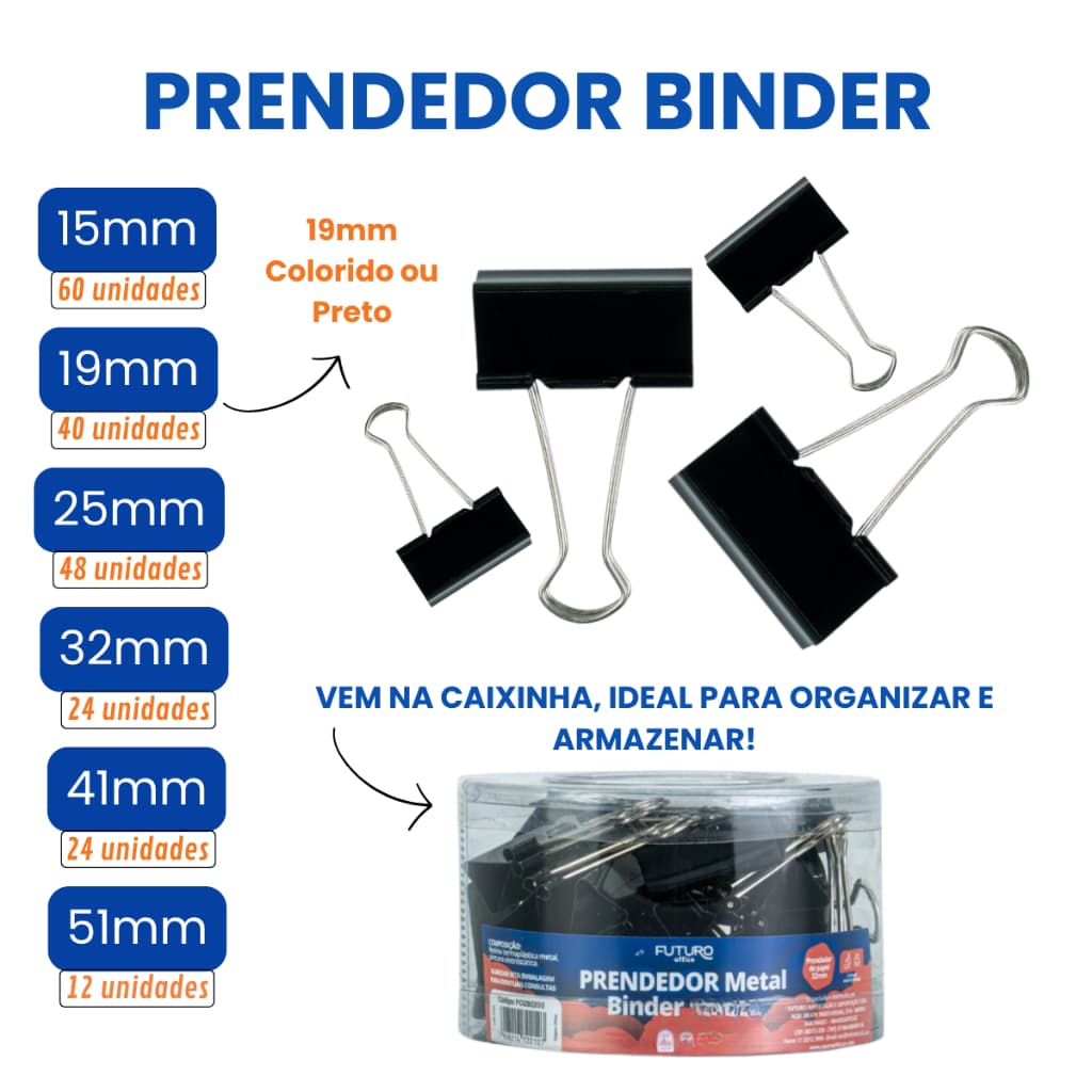 Prendedor De Papel Binder Metal Clip
