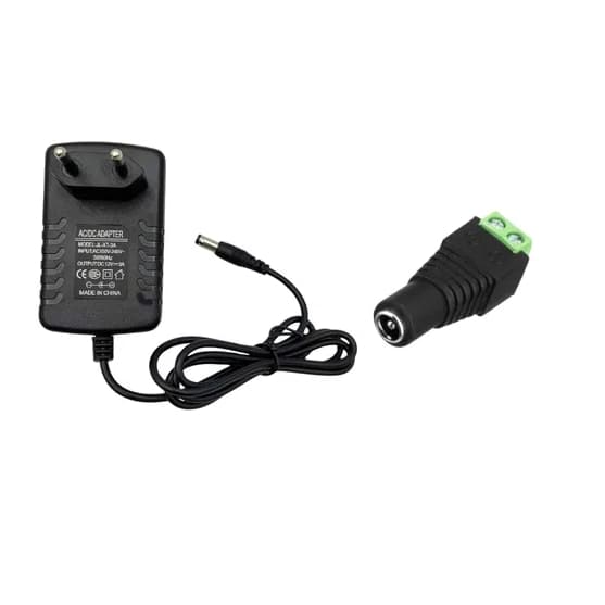 1 Fonte De Energia 12v 3a + 1 Conector P4 Femea Com Borne